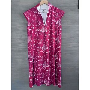 San‎ Soleil SolStyle Sleeveless Print Golf Dress Red Size Medium